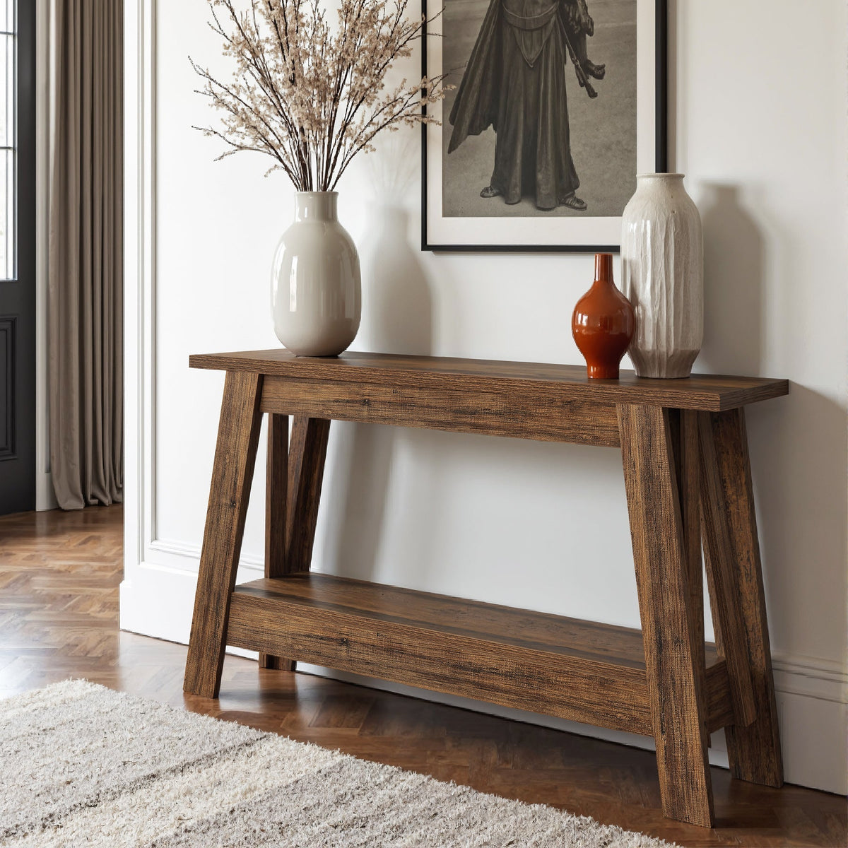 41.3" Console Table, 2-Tier Farmhouse Sofa Entryway Table with Storage