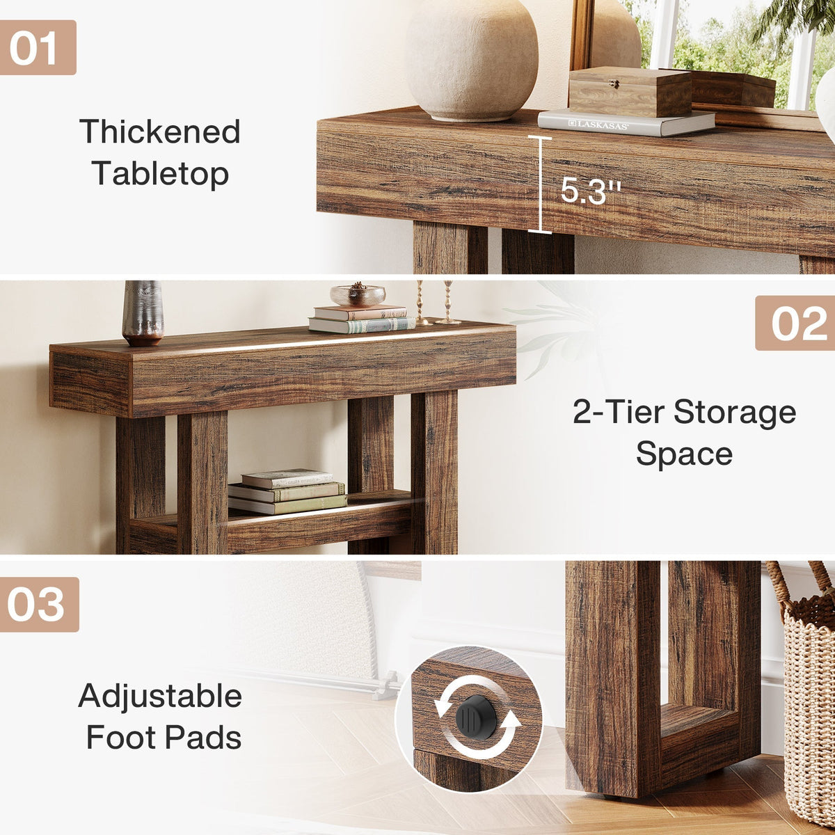 41.3" Console Table, 2-Tier Narrow Sofa Entryway Table with Storage