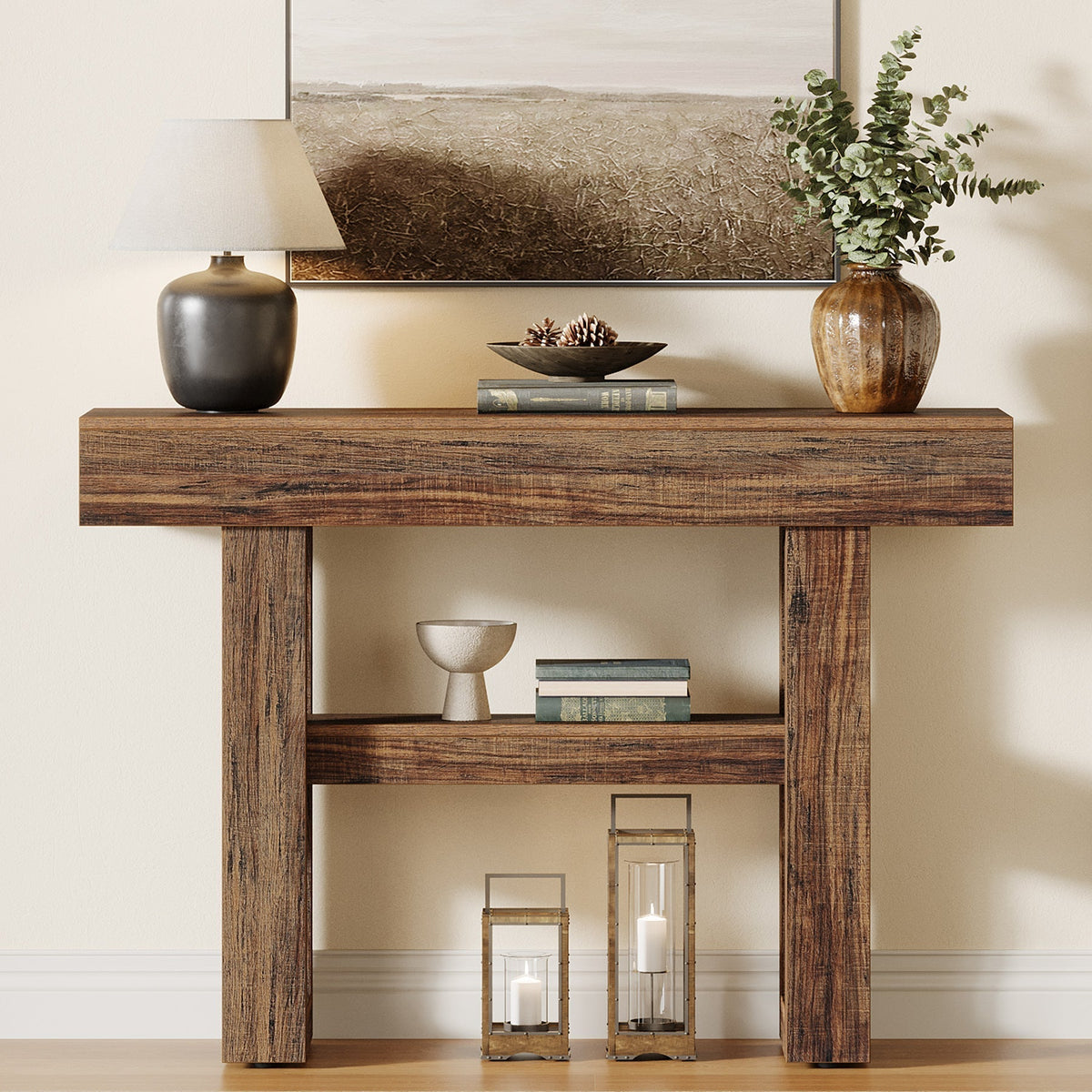 41.3" Console Table, 2-Tier Narrow Sofa Entryway Table with Storage
