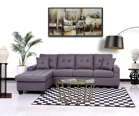 Kwality Newton Grey Reversible Tufted Fabric Sectional 6212