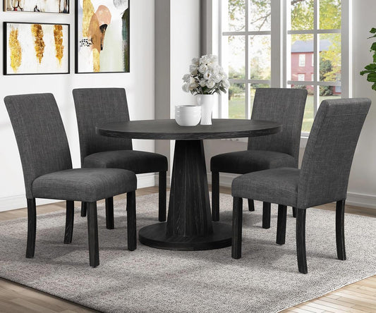 Dark Grey Solid Wood Dining Table