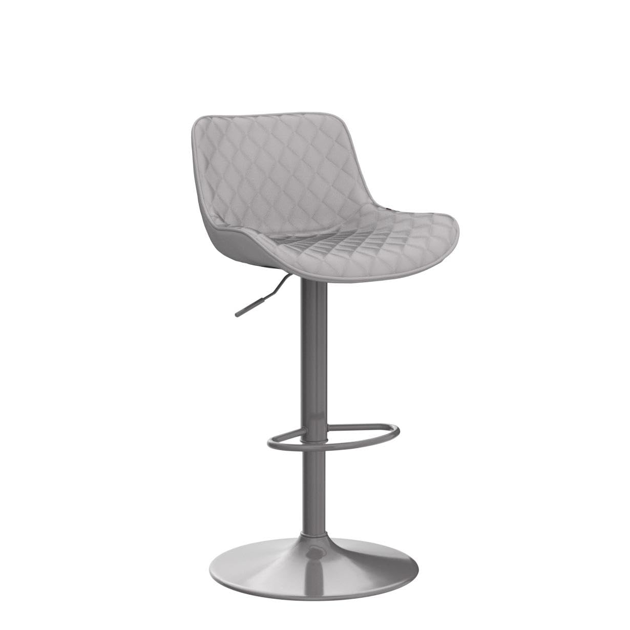 Grey Bar Stools Set of 2 Counter Height Bar Stool Faux Leather Upholstered Metal Barstools Modern Adjustable Swivel High Back Bar Chairs Home Kitchen Dining Island