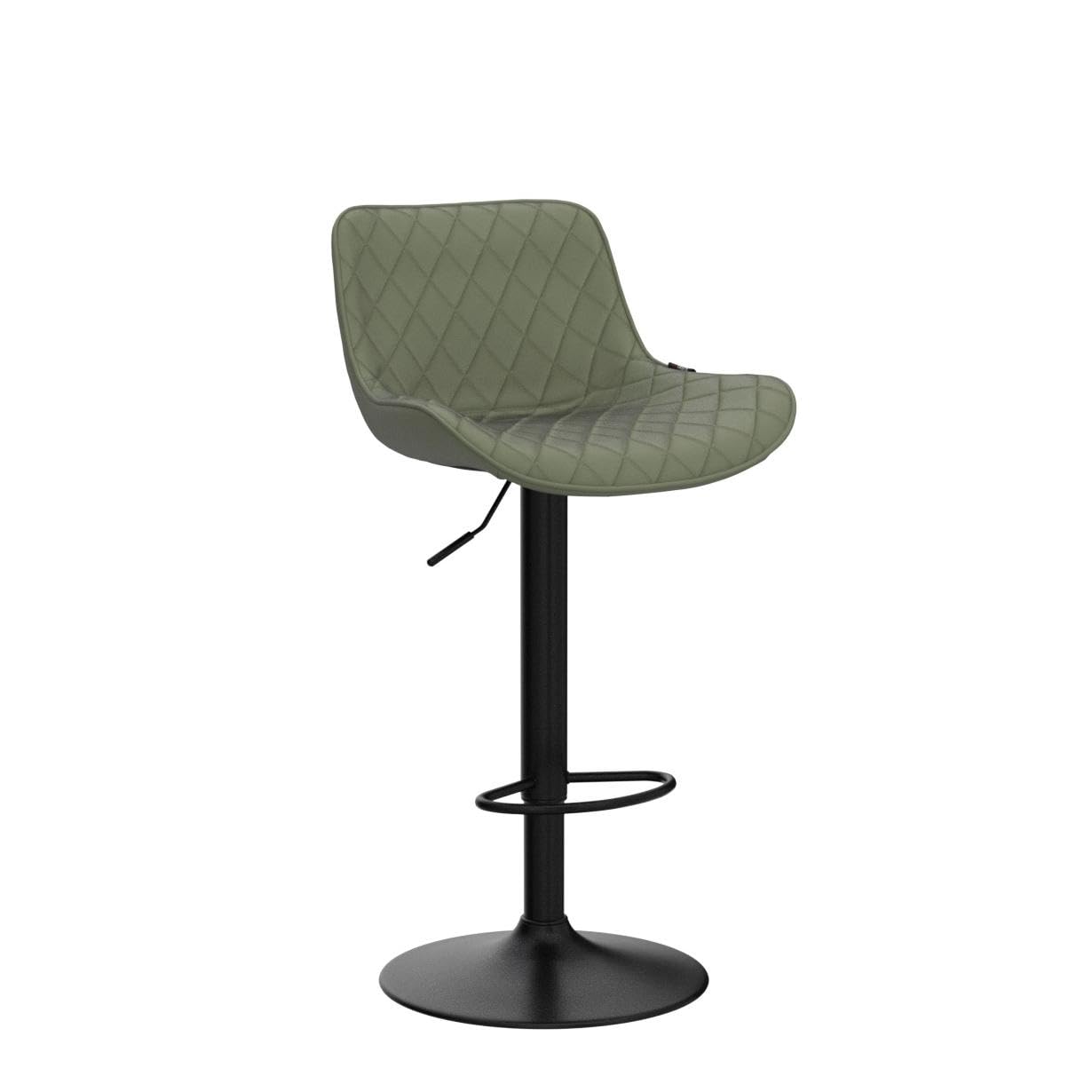 Grey Bar Stools Set of 2 Counter Height Bar Stool Faux Leather Upholstered Metal Barstools Modern Adjustable Swivel High Back Bar Chairs Home Kitchen Dining Island