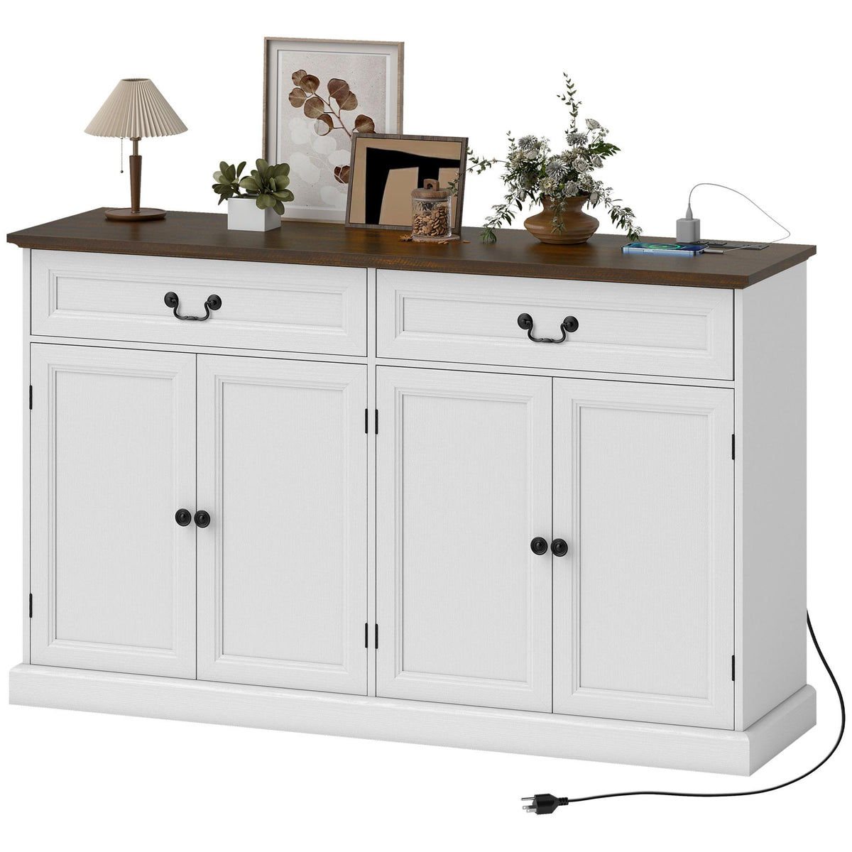 Farmhouse Sideboard with Charging Station – 55"W x 33"H