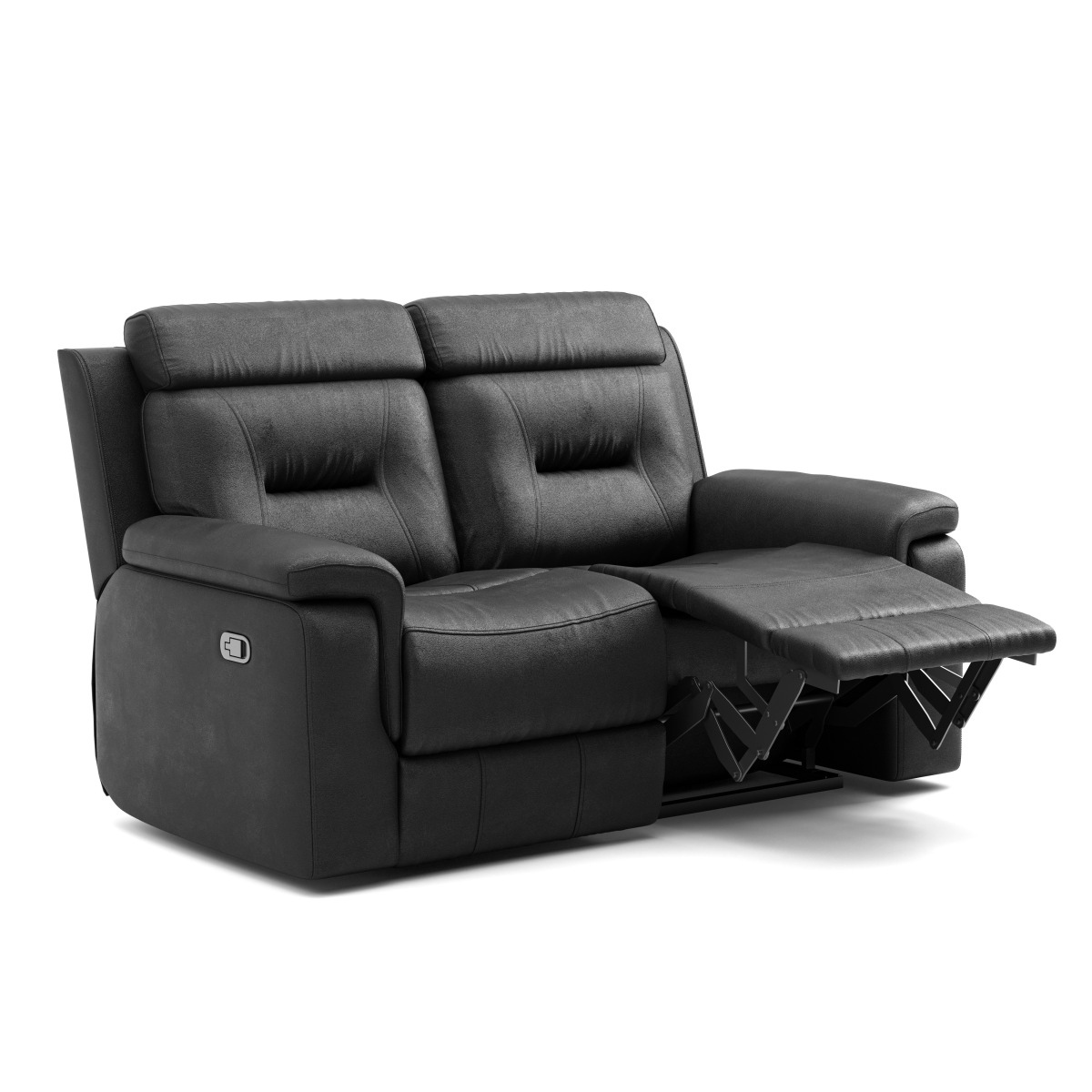 Luxurious Black Leather Recliner Loveseat with Plush Cushioning and Smooth Mechanism