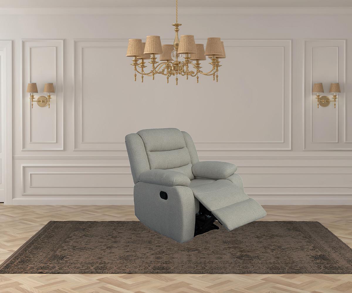 Premium Grey Linen Manual Recliner Sofa Set for Ultimate Comfort