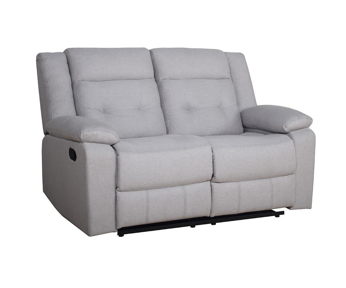 Winstone Grey Fabric Recliner Sofa with Drop-Down Tray and Cup Holders