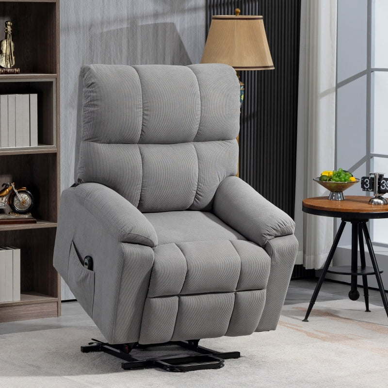 HOMCOM Electric Power Lift Recliner Chair, Grey Fabric Upholstered with Remote Control