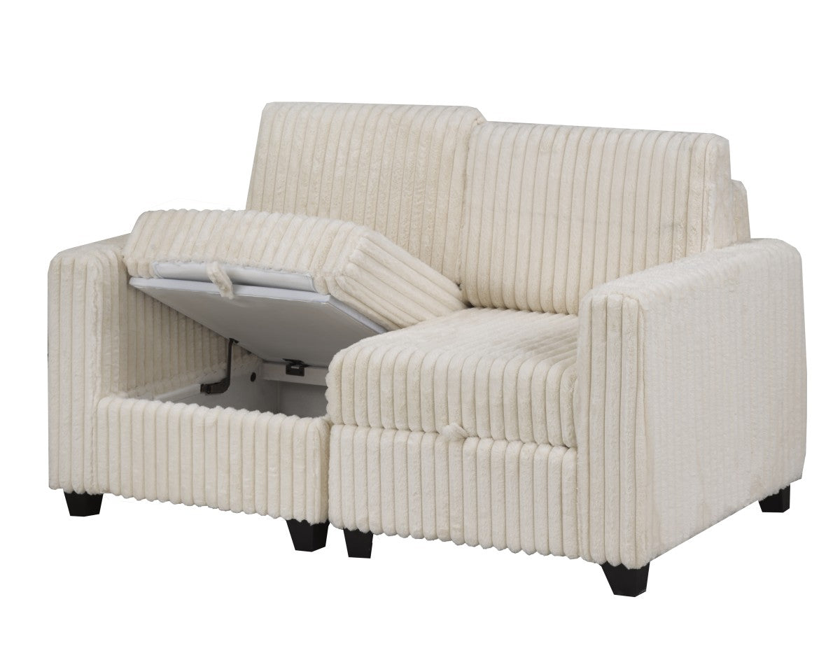 Versatile Beige Modular Sectional Sofa with Storage, Plush Fabric & Ottoman