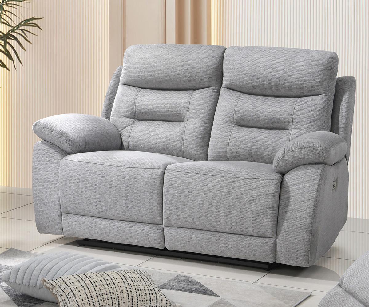 Calypso Grey Power Reclining Fabric Living Room Sofa Set 1407