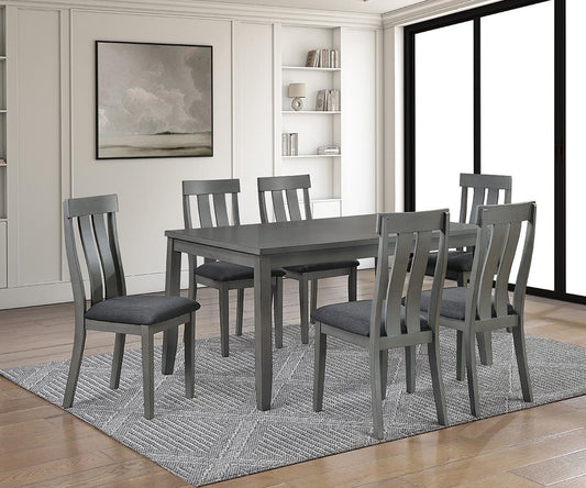 Mira 7-Piece Dining Set – Grey Solid Wood