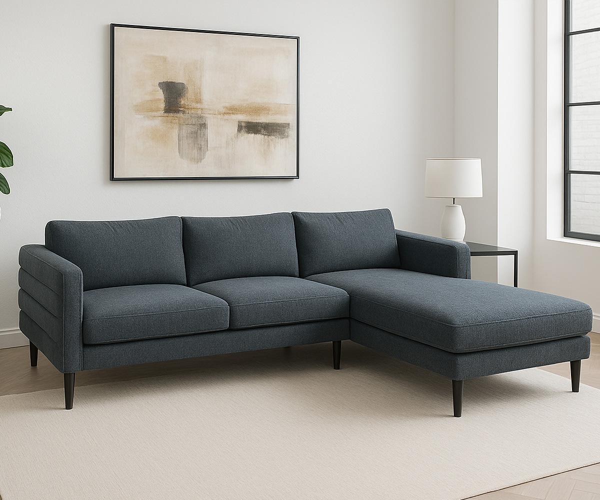 Brayden Sectional Charcoal Grey Modern Fabric Sofa Living Room