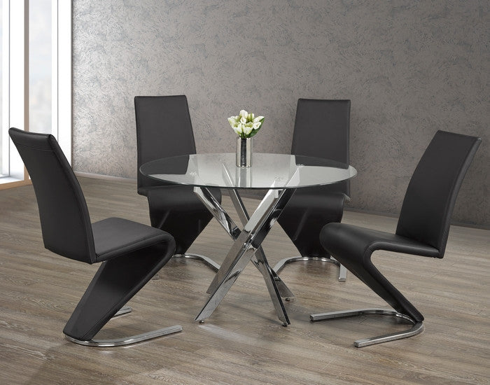 44" Square Glass Dining Set with Chrome Legs