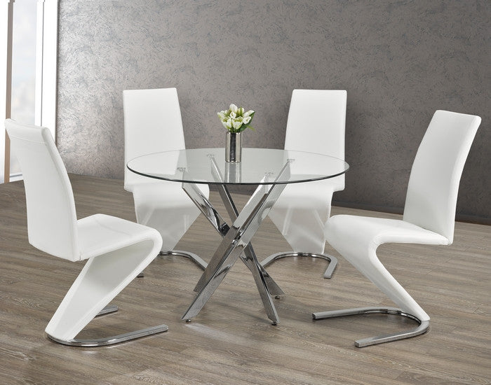 44" Square Glass Dining Set with Chrome Legs