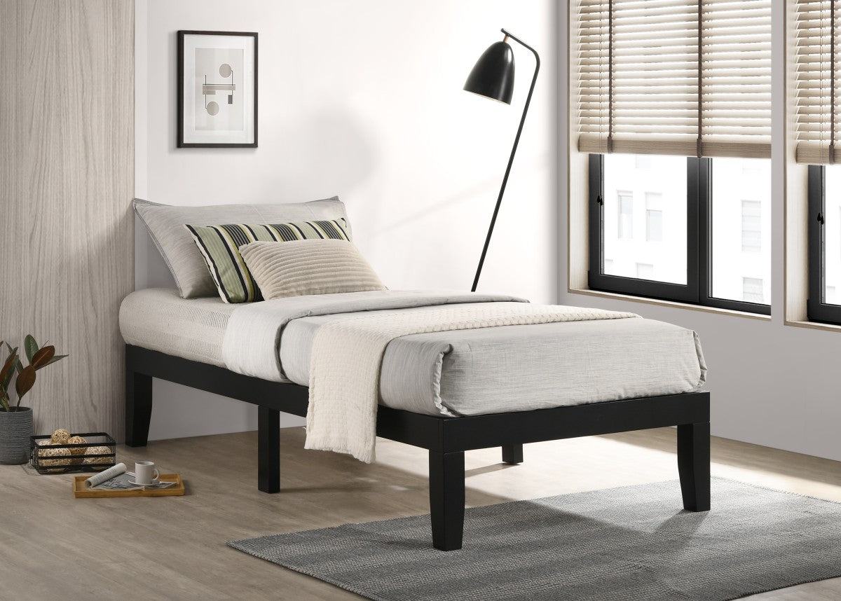 Addicus Twin Platform Bed Frame Black - Sturdy Wood Slats, No Box Spring