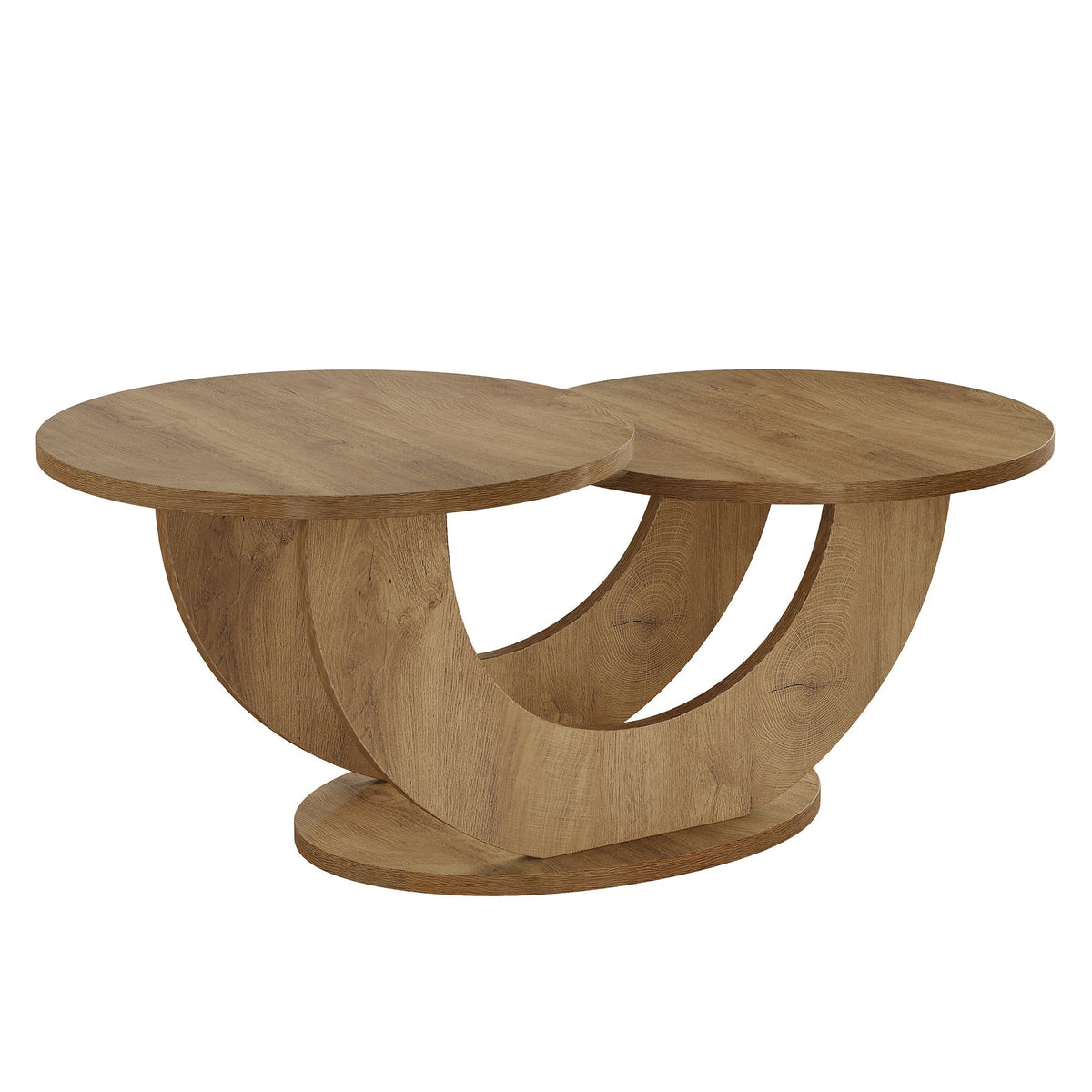 45" Coffee Table, 2-Tier Accent Center Cocktail Table with U-Shaped Frame