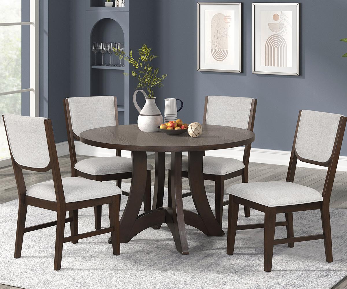 Seren Brown Solid Wood Round Dining Set DRT8637