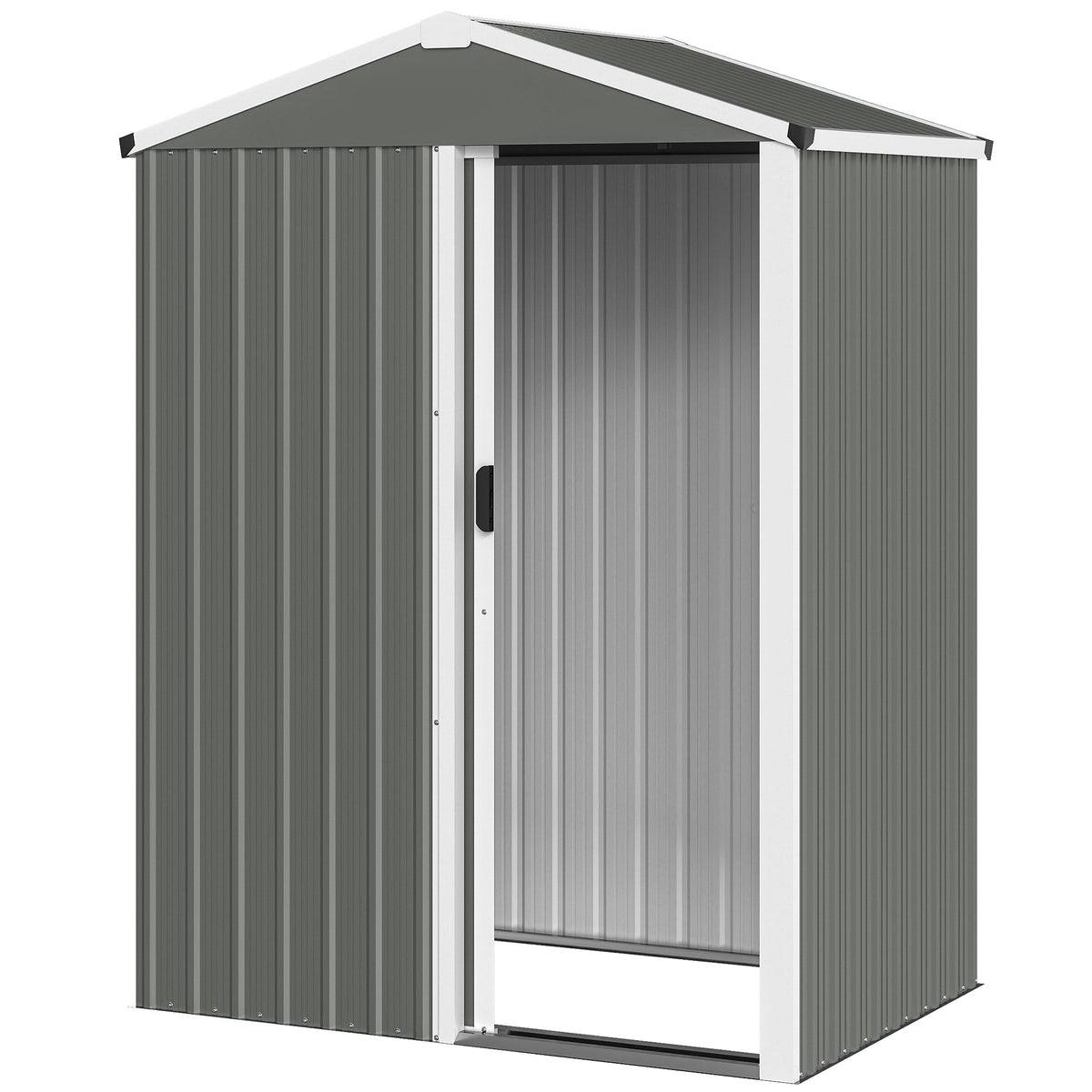 4.5 x 3ft Outdoor Storage Shed, Waterproof Metal Garden Shed with Lockable Door for Backyard, Patio, Lawn – Light Grey