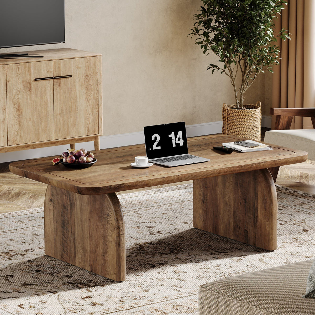 47" Coffee Table, Farmhouse Center Table Low Cocktail Tea Table