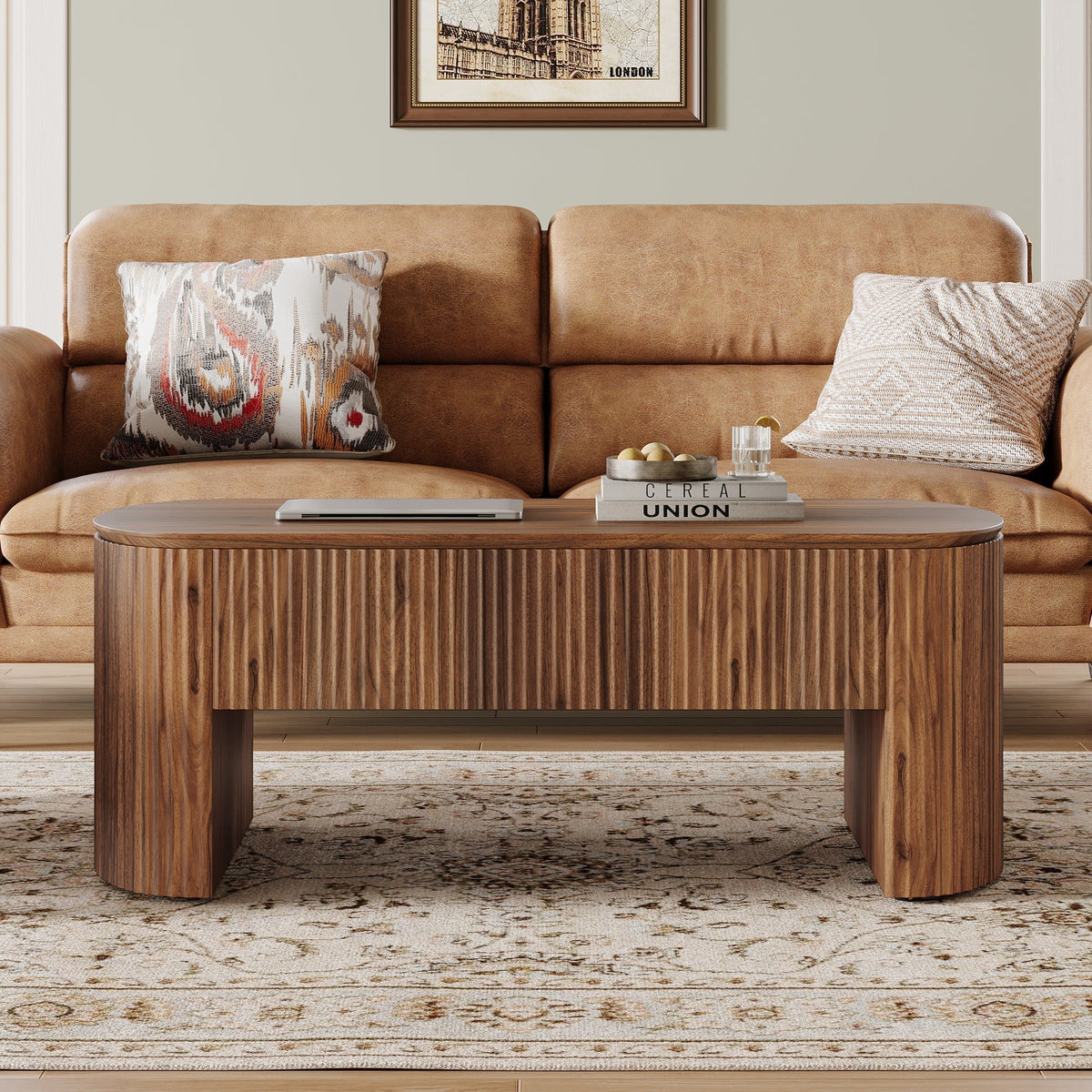 47" Coffee Table, Lift Top Accent Table With Hidden Compartment And Storage Shelf