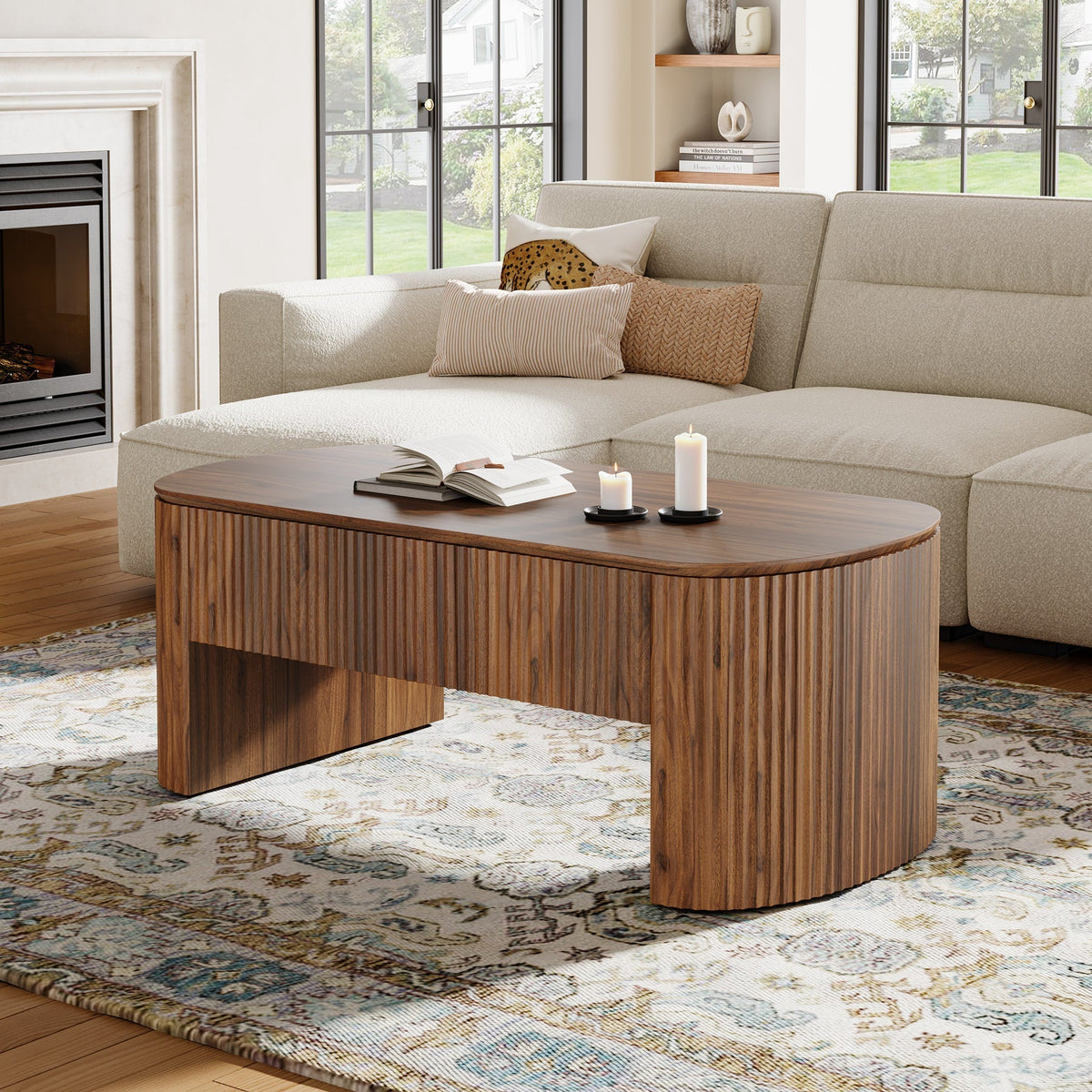 47" Coffee Table, Lift Top Accent Table With Hidden Compartment And Storage Shelf