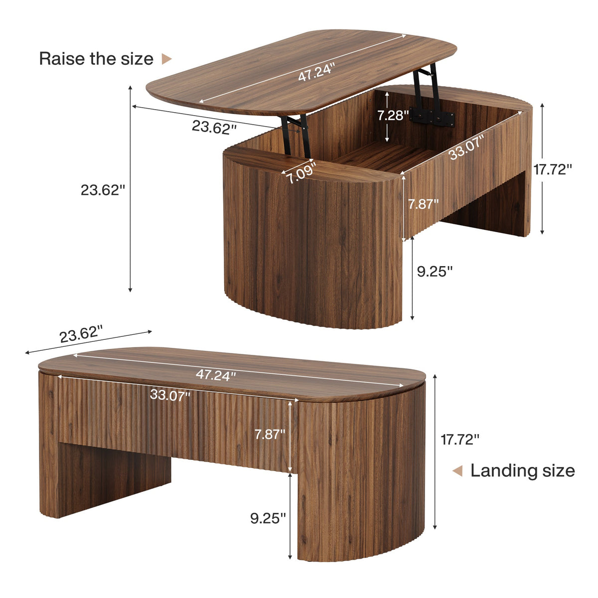 47" Coffee Table, Lift Top Accent Table With Hidden Compartment And Storage Shelf