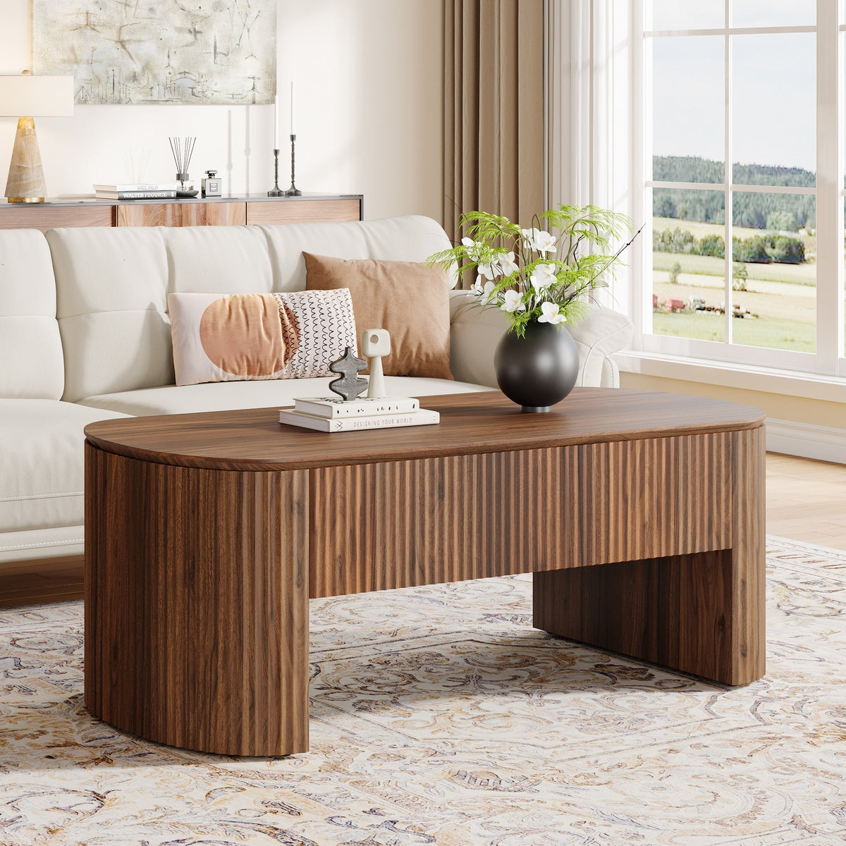 47" Coffee Table, Lift Top Accent Table With Hidden Compartment And Storage Shelf