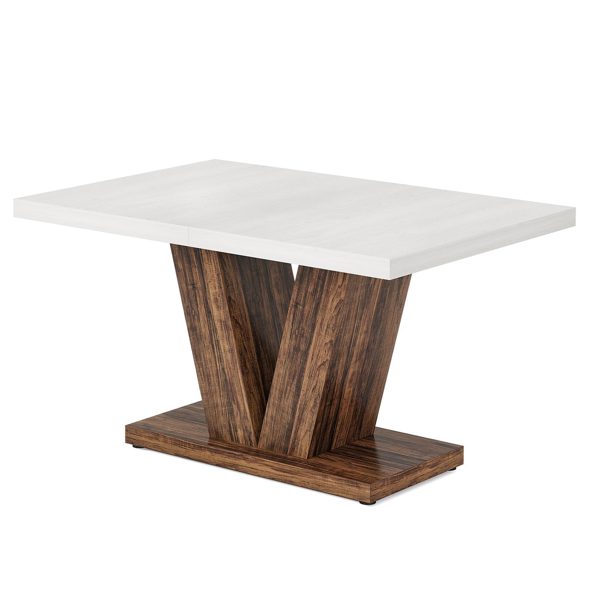47" Dining Table, Farmhouse Wooden Kitchen Dinner Table with Duty Pedestal