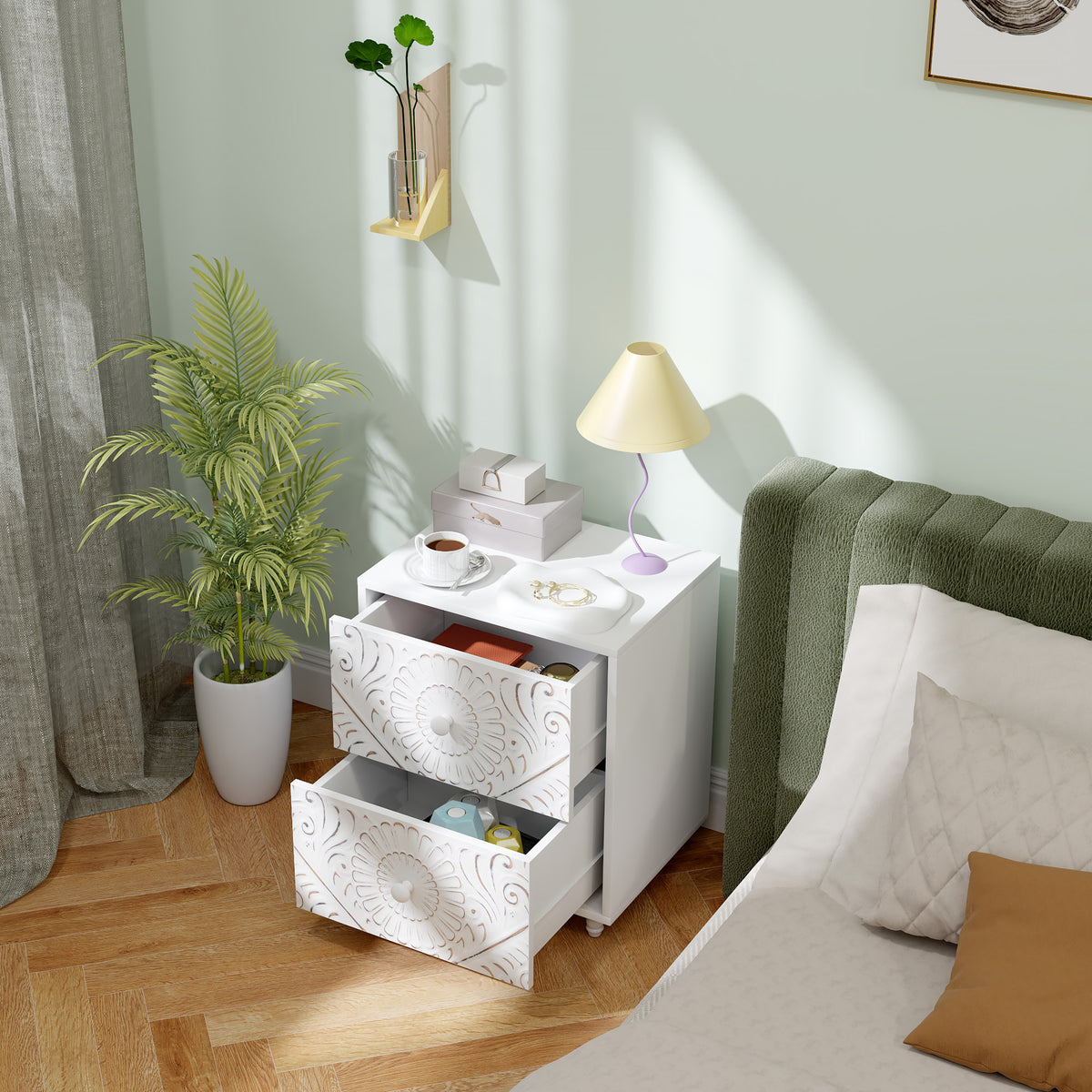 Mid-Century 2-Drawer Nightstand – 18"W x 21"H