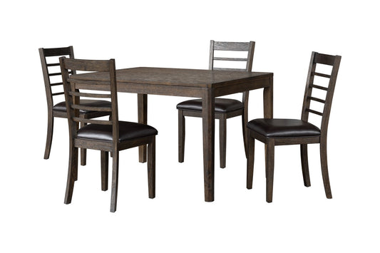 Upholstered Acacia Wood 5-Piece Dining Set – Espresso