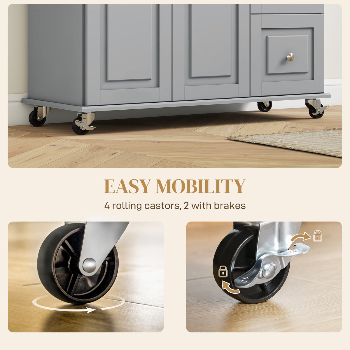 Kitchen Cart with Drop Leaf – 45"W x 36"H