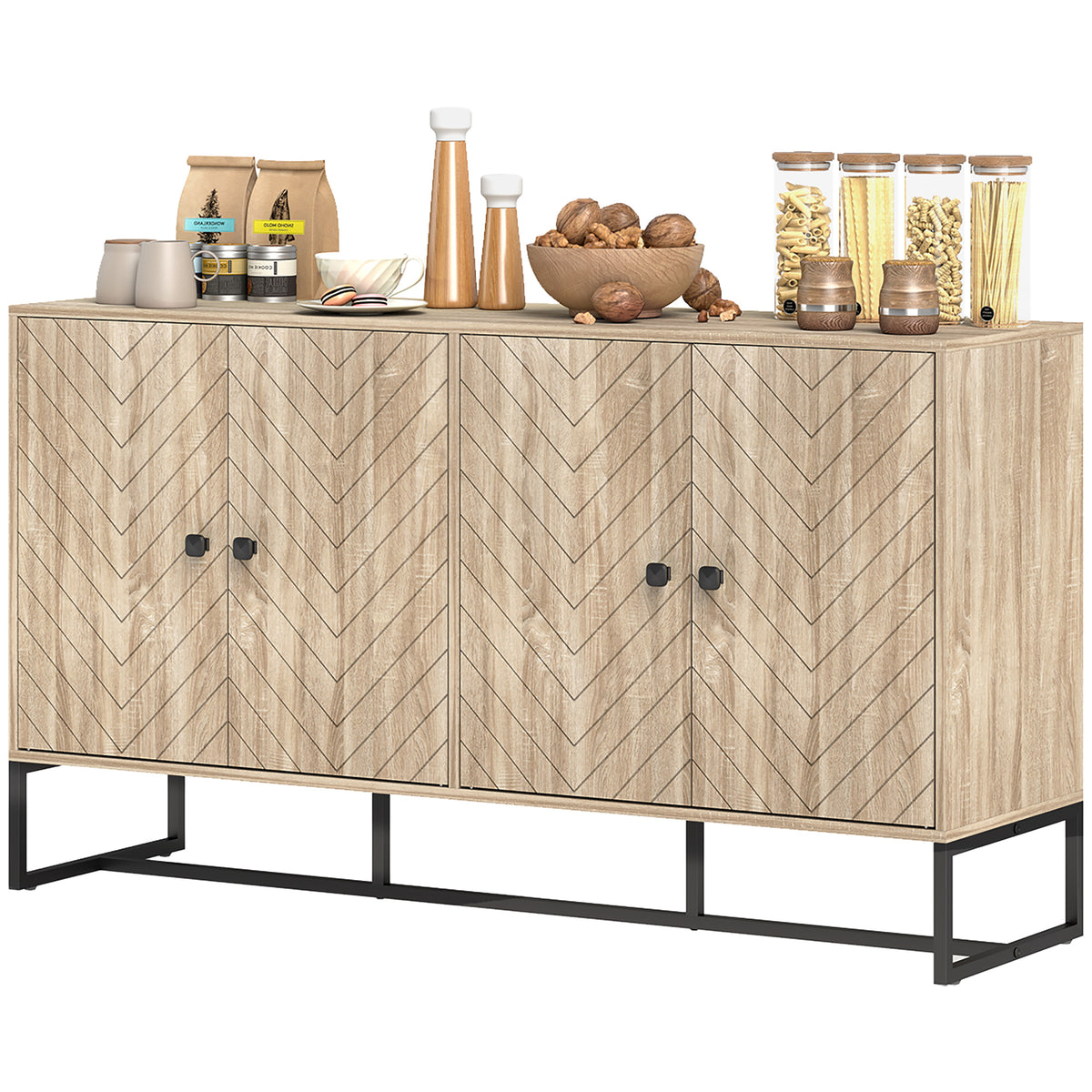 55" Sideboard Buffet with Chevron Doors