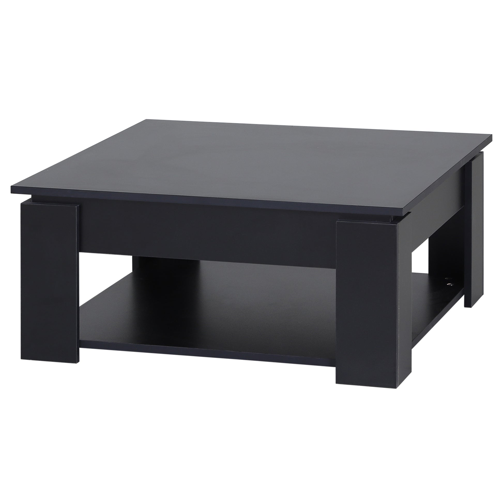 HOMCOM 2-Tier Modern Coffee Table with Bottom Shelf for Living Room