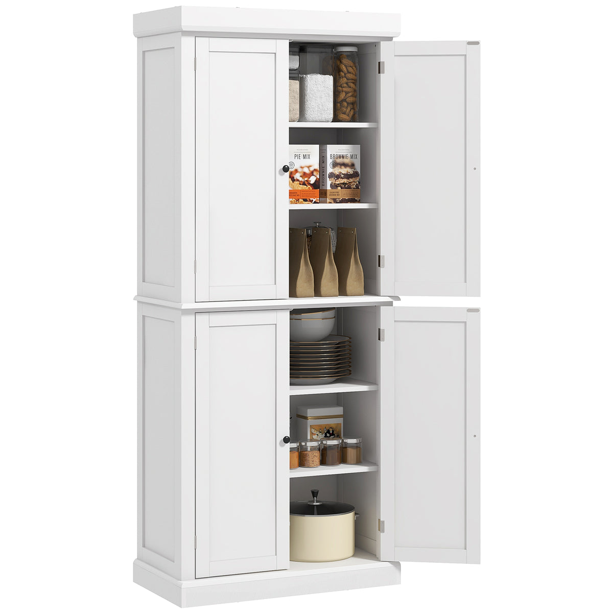 Freestanding Kitchen Pantry Cabinet with 4 Doors – 30"W x 73"H