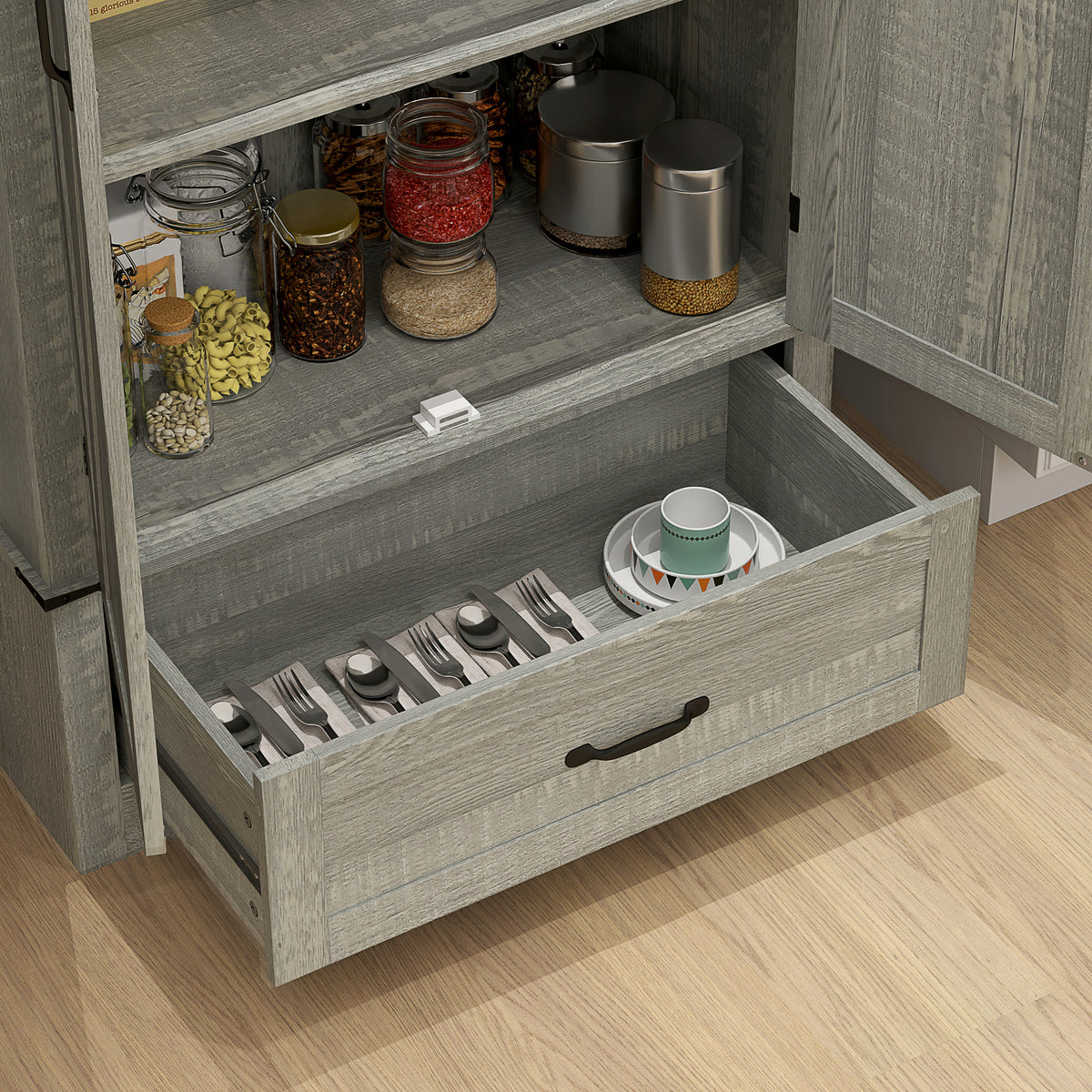 Farmhouse Pantry Cabinet with Adjustable Shelves – 32"W x 72"H