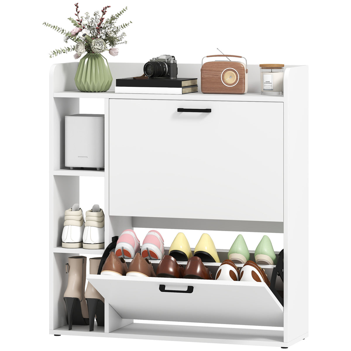 Shoe Cabinet with 2 Flip Drawers – 33"W x 36"H