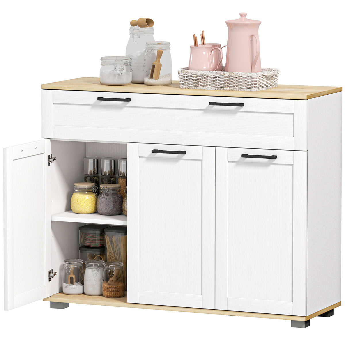 Modern Coffee Bar Cabinet with Wide Drawer – 39"W x 31"H