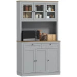 HOMCOM 71" Pantry Cabinet with Microwave Space, Black