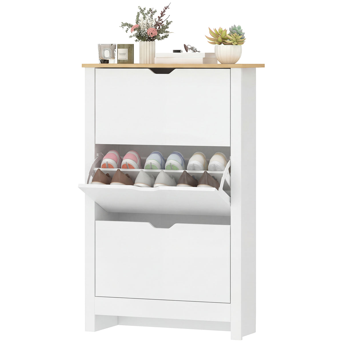 Shoe Storage Cabinet with 3 Flip Drawers – 28"W x 44"H