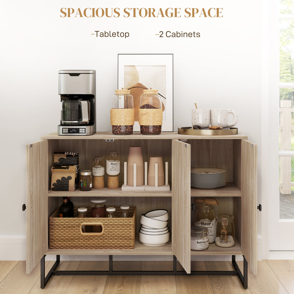 Buffet Cabinet with Adjustable Shelves – 43"W x 32"H