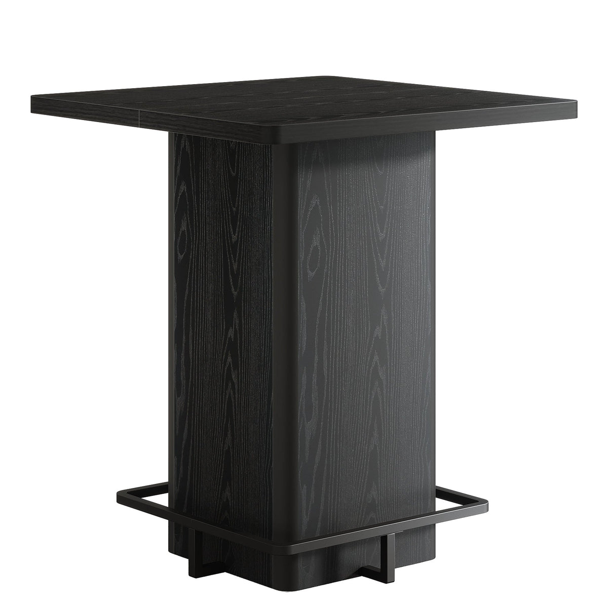 Square Bar Table, 39.37" Bistro Pub Table with Metal Frame Footrest