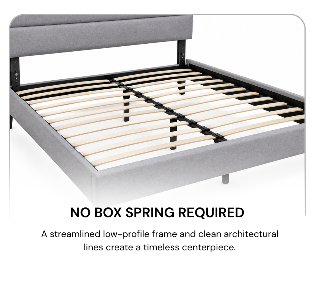 T2103 Modern Upholstered Linen Platform Bed Frame Adjustable Headboard