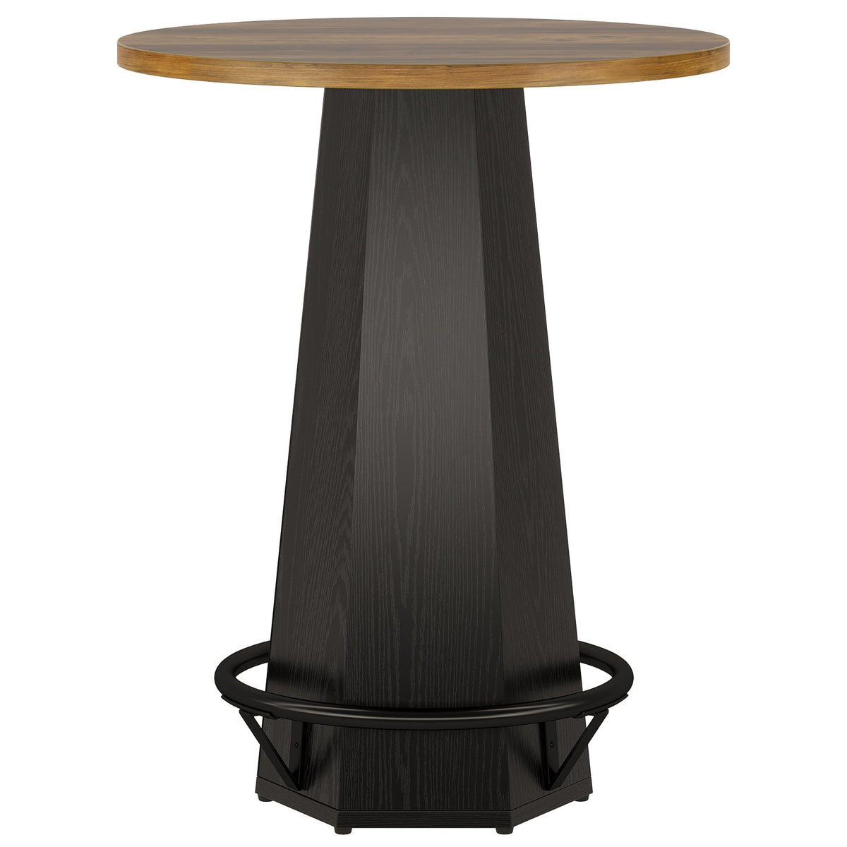 Round Bar Table for 2 People, 39.4" H Industrial Counter Height Pub Table with Metal Footrest