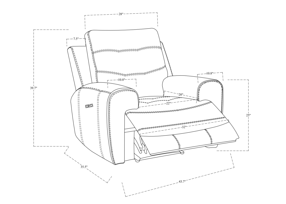 Tufted Leather Power Recliner – Taupe