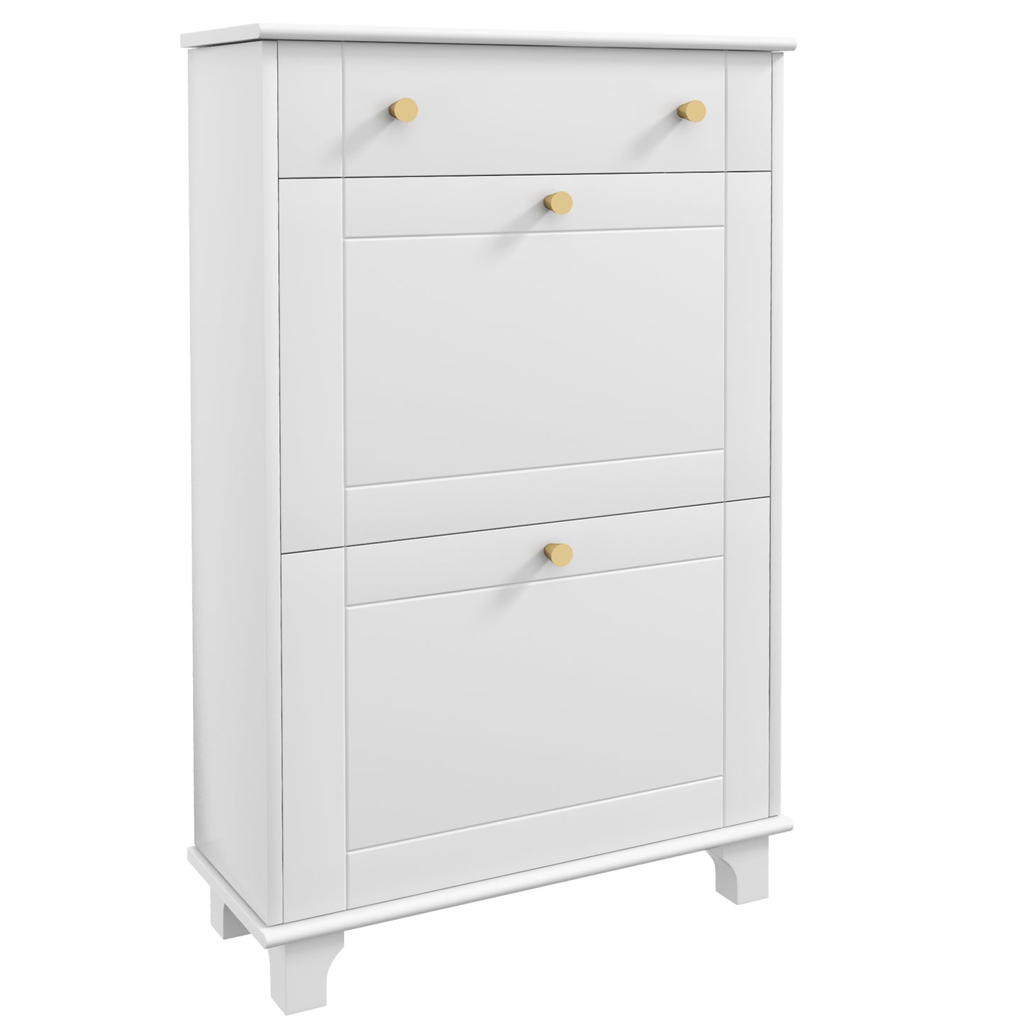 HOMCOM Slim White Shoe Cabinet: Dual Flip Drawers, Adjustable Shelves