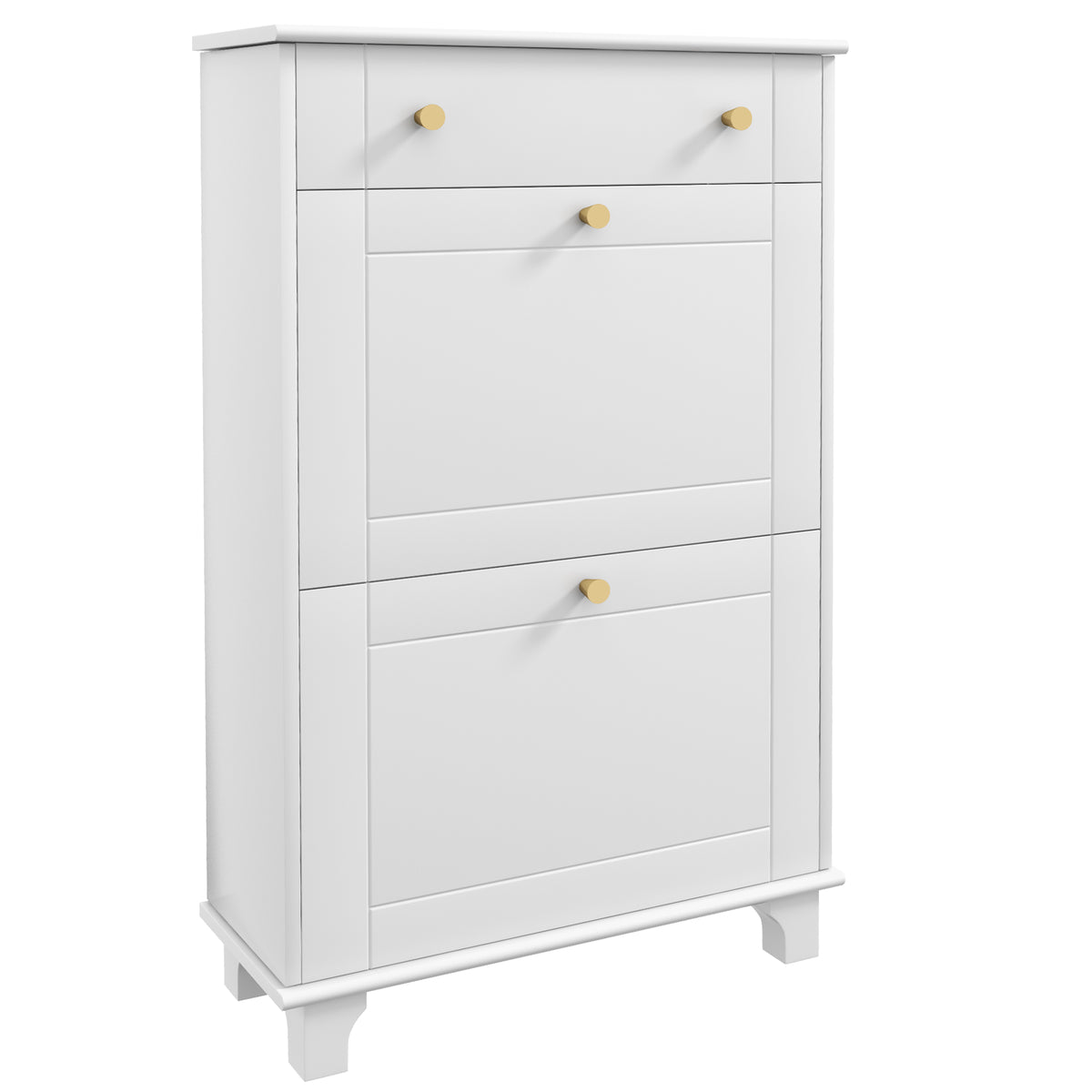 Slim Shoe Storage with 2 Flip Drawers and Adjustable Shelves – 24"W x 39"H