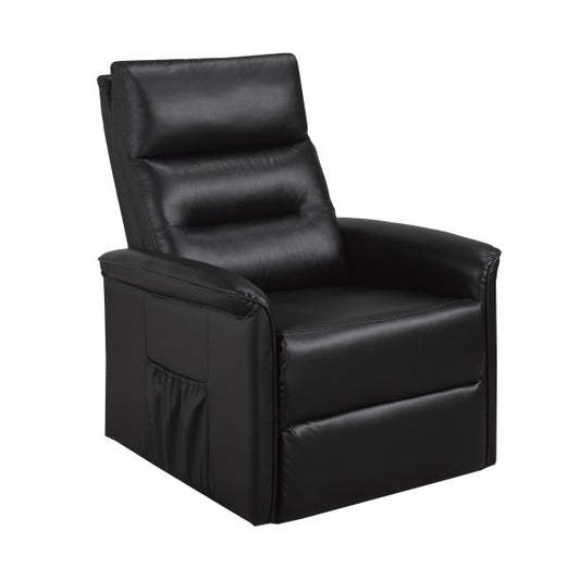 Power Lift Recliner Chair with Plush Black Fabric, Ergonomic Support, Side Pocket