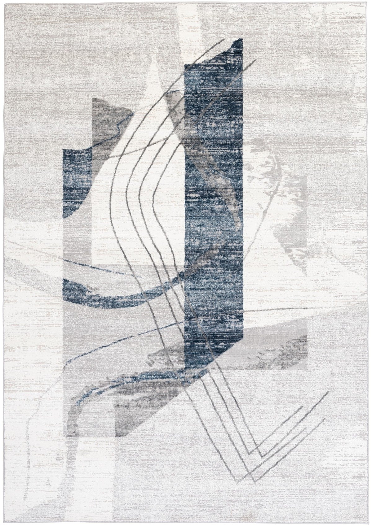 Modern Geometric Blue Area Rug | Soft Durable Floor Covering