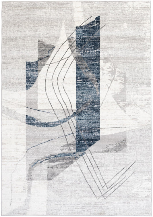 Modern Geometric Blue Area Rug | Soft Durable Floor Covering