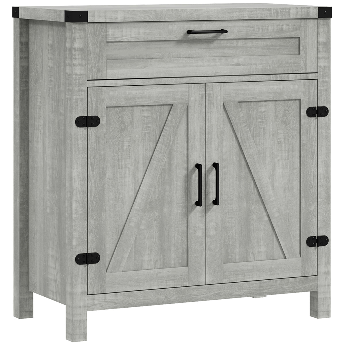 Sideboard Buffet Cabinet with 2 Rustic Barn Doors and Drawer – 30"W x 33"H